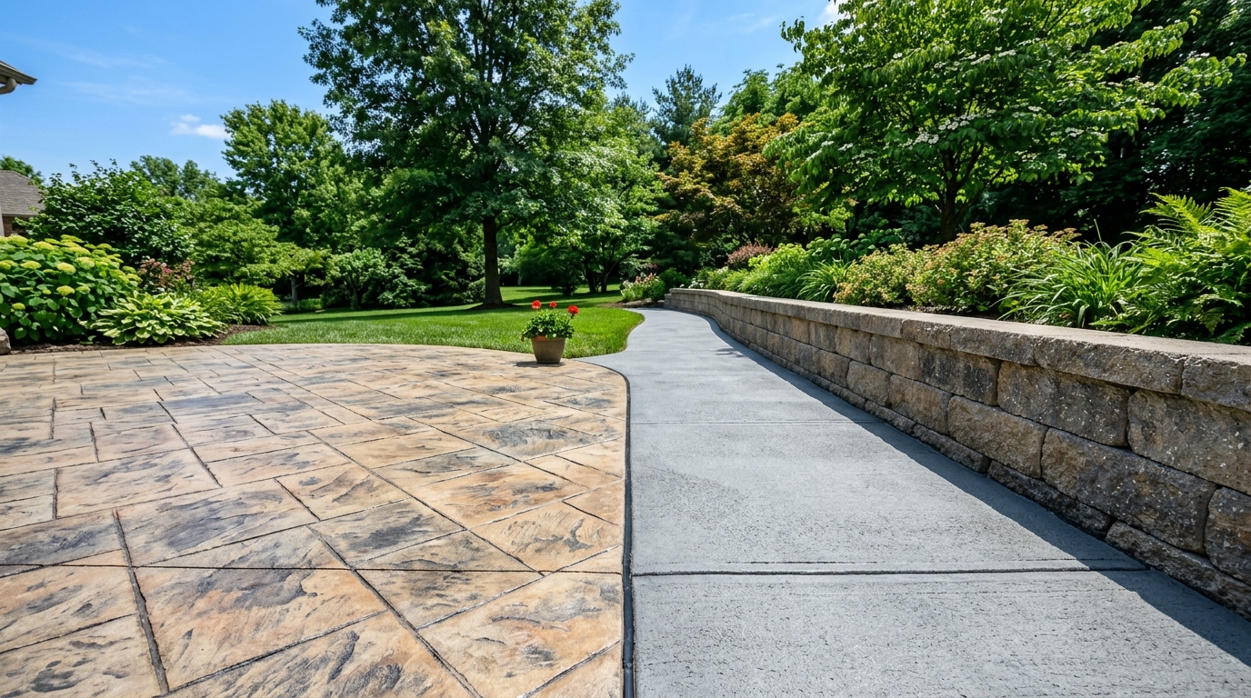 Stamped concrete patio showcasing CAG Enterprises quality craftsmanship