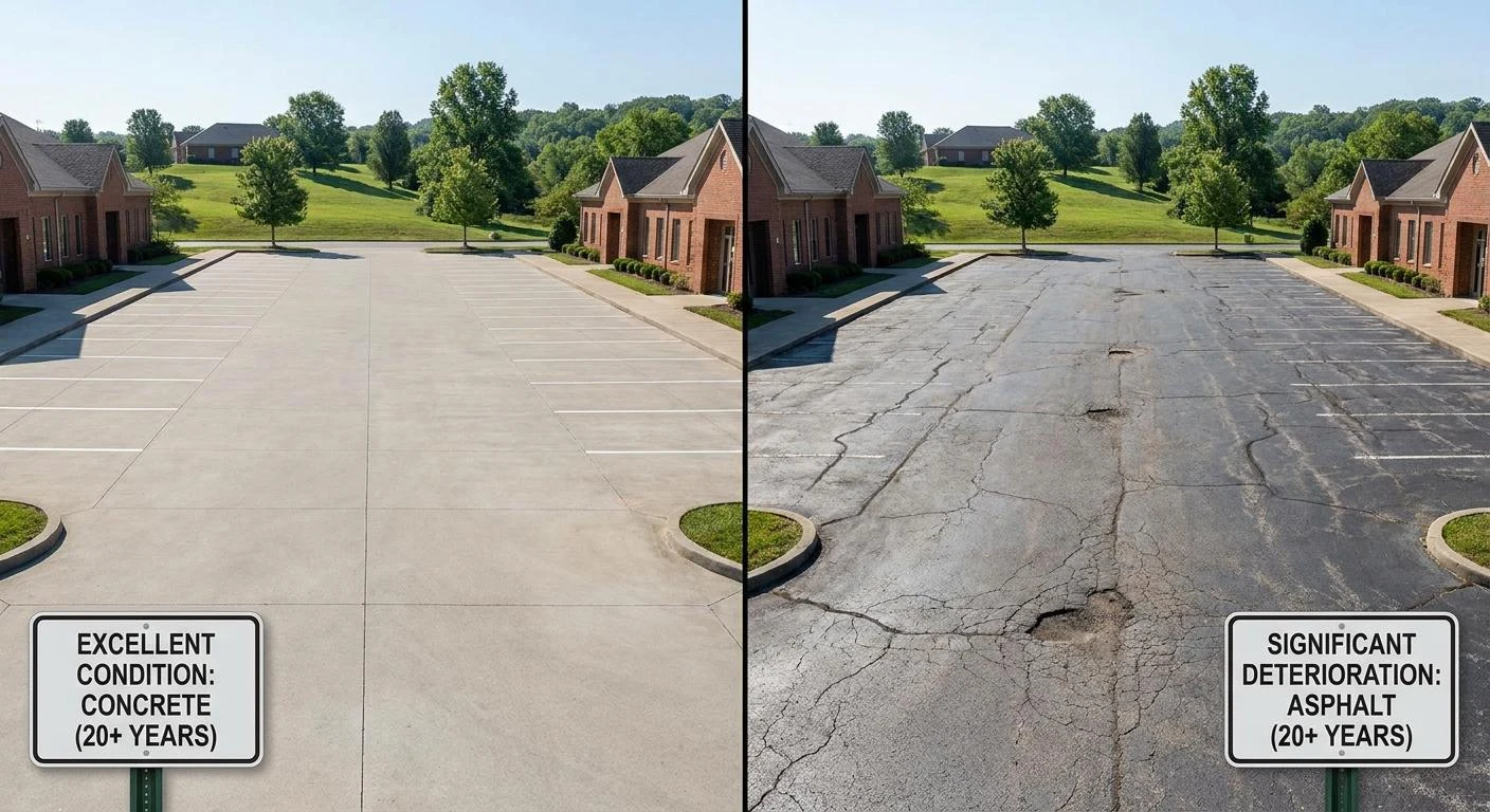 Concrete vs Asphalt Parking Lot