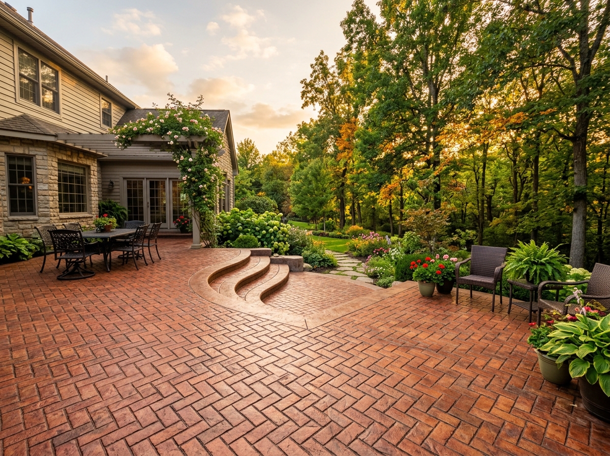 Stamped concrete walkway