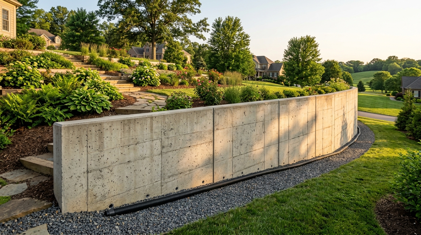 CAG Enterprises Concrete retaining wall built by CAG Enterprises in Central Kentucky