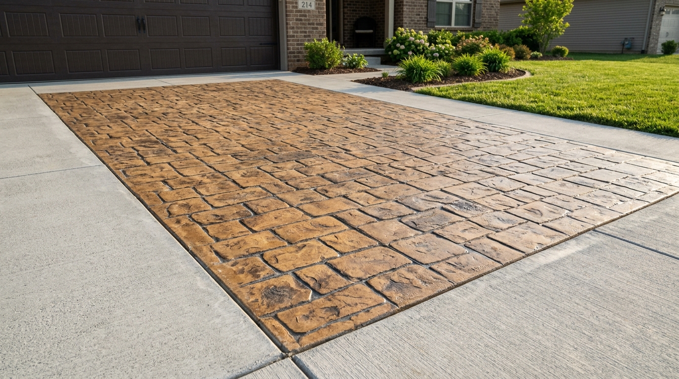 Stamped and colored concrete driveway options available in Richmond, Kentucky