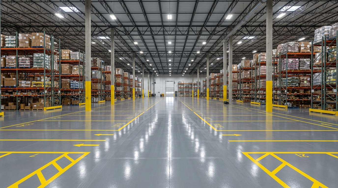 Commercial epoxy floor coating in a Central Kentucky facility by CAG Enterprises