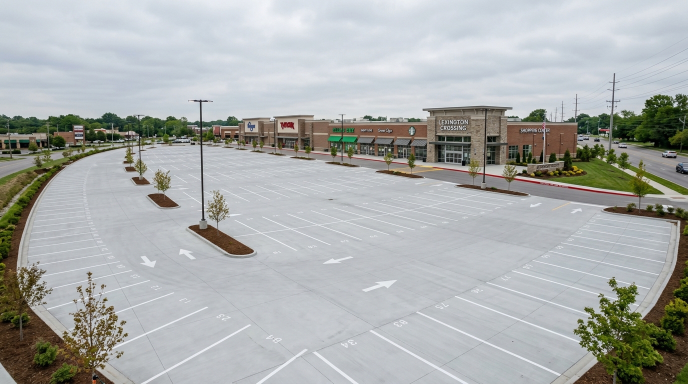 Commercial concrete parking lot