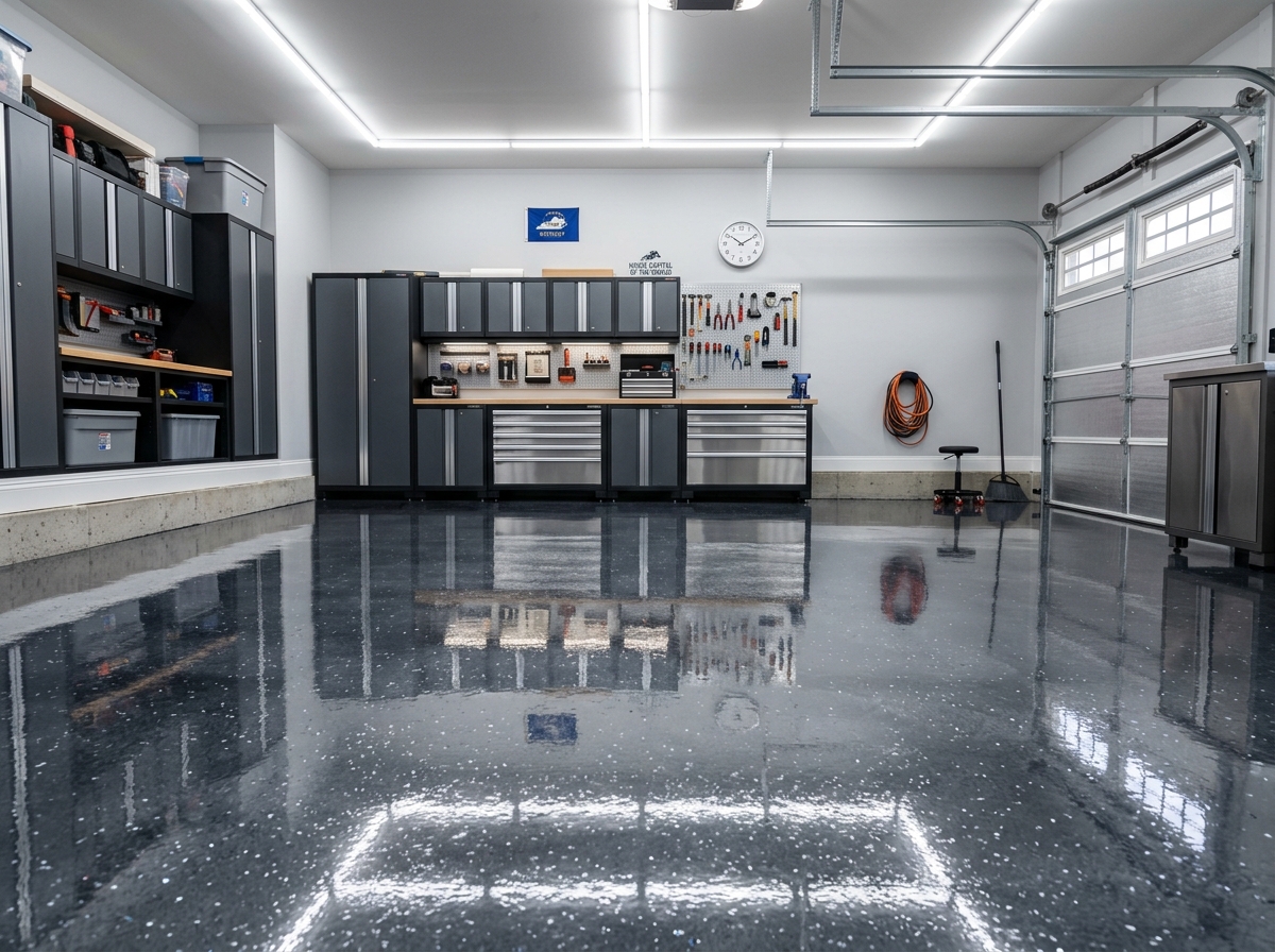 Metallic epoxy garage floor