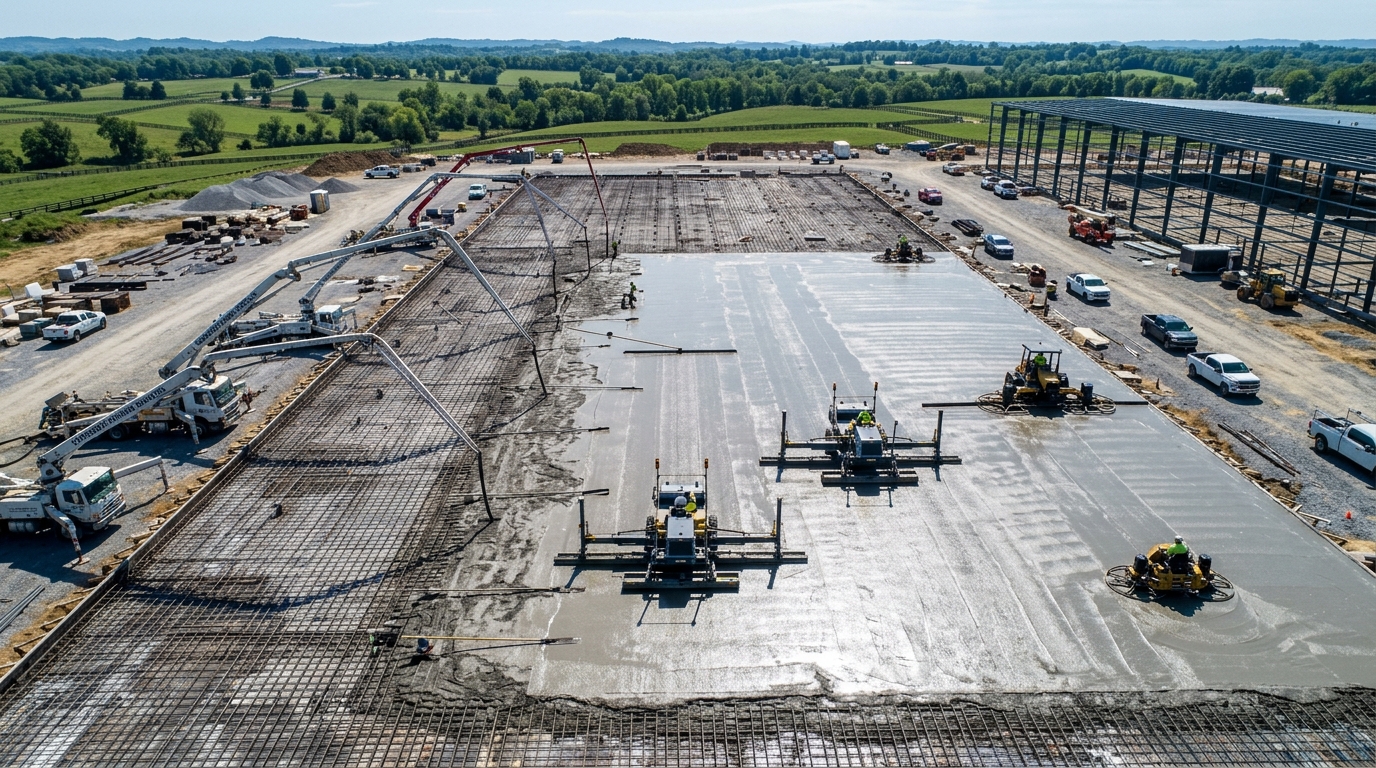 Large-scale industrial concrete pour