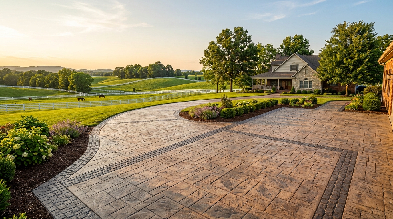 Concrete contractor work in Lexington, Kentucky with Bluegrass landscape