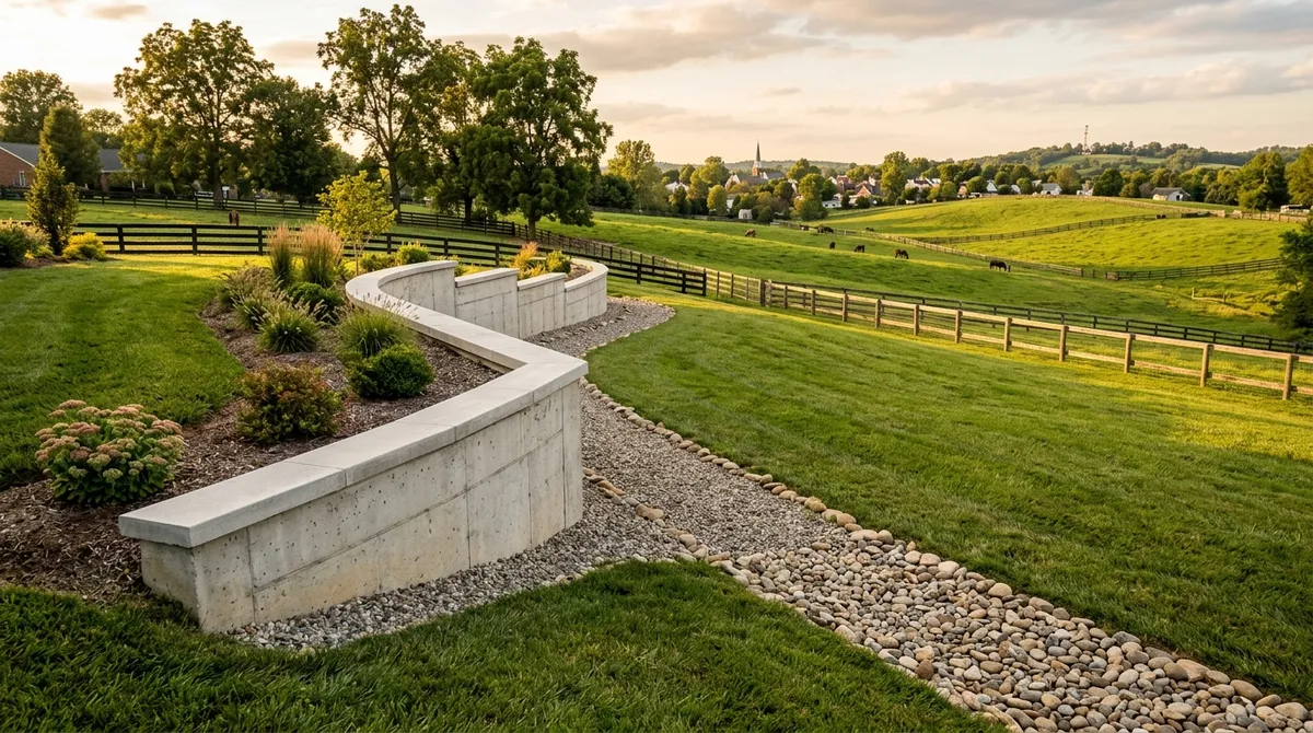 Retaining Wall Beside Horse Country in Versailles, KY