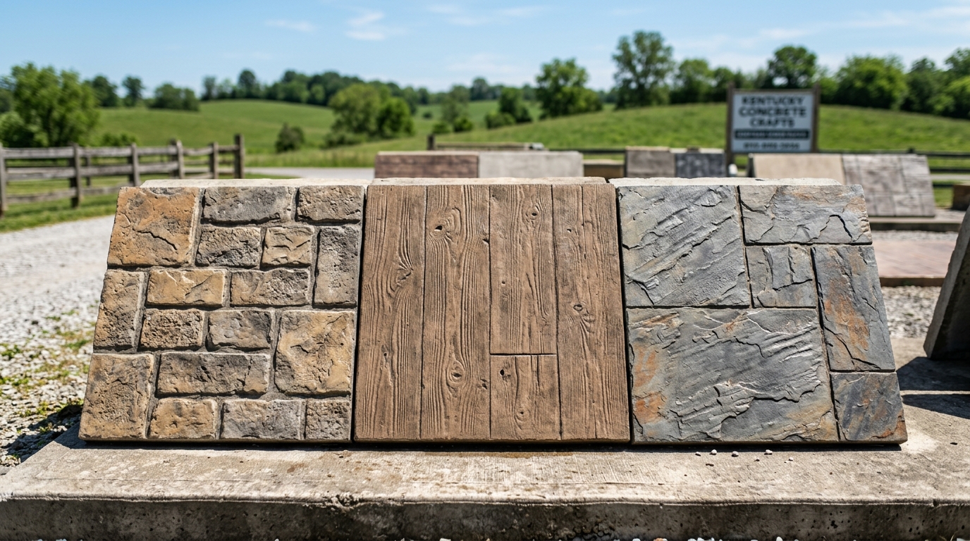 Stamped concrete pattern detail in Georgetown, KY