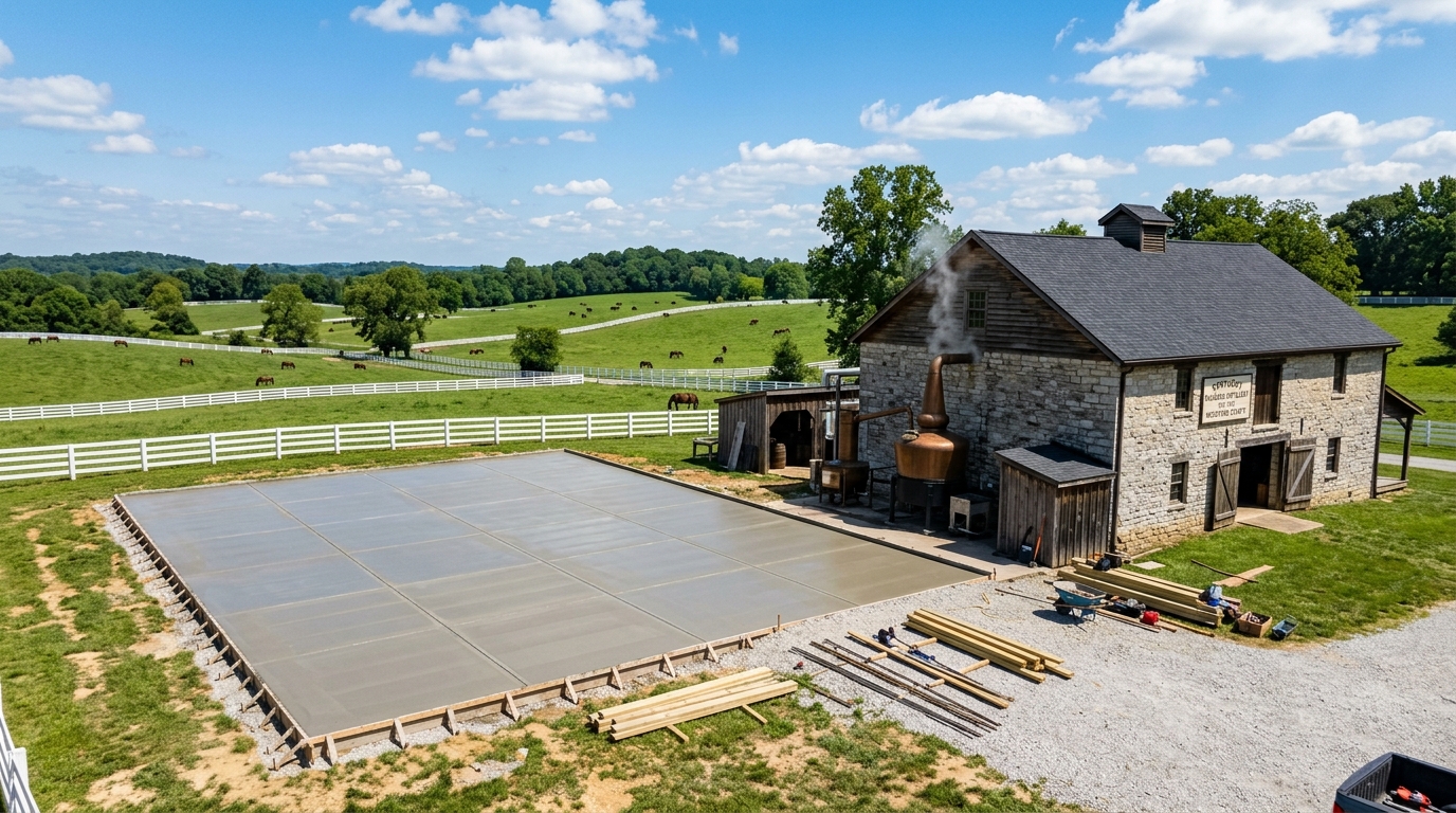 Concrete work in Woodford County, Kentucky Bluegrass landscape