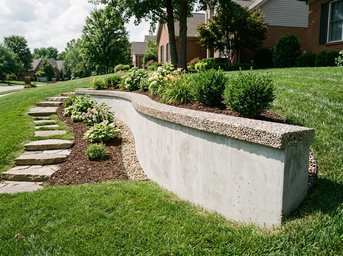 CAG Enterprises Finished concrete retaining wall detail in Georgetown, KY
