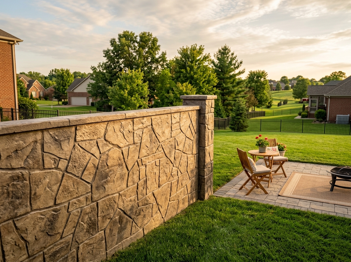 Decorative concrete wall detail on a Nicholasville, KY property