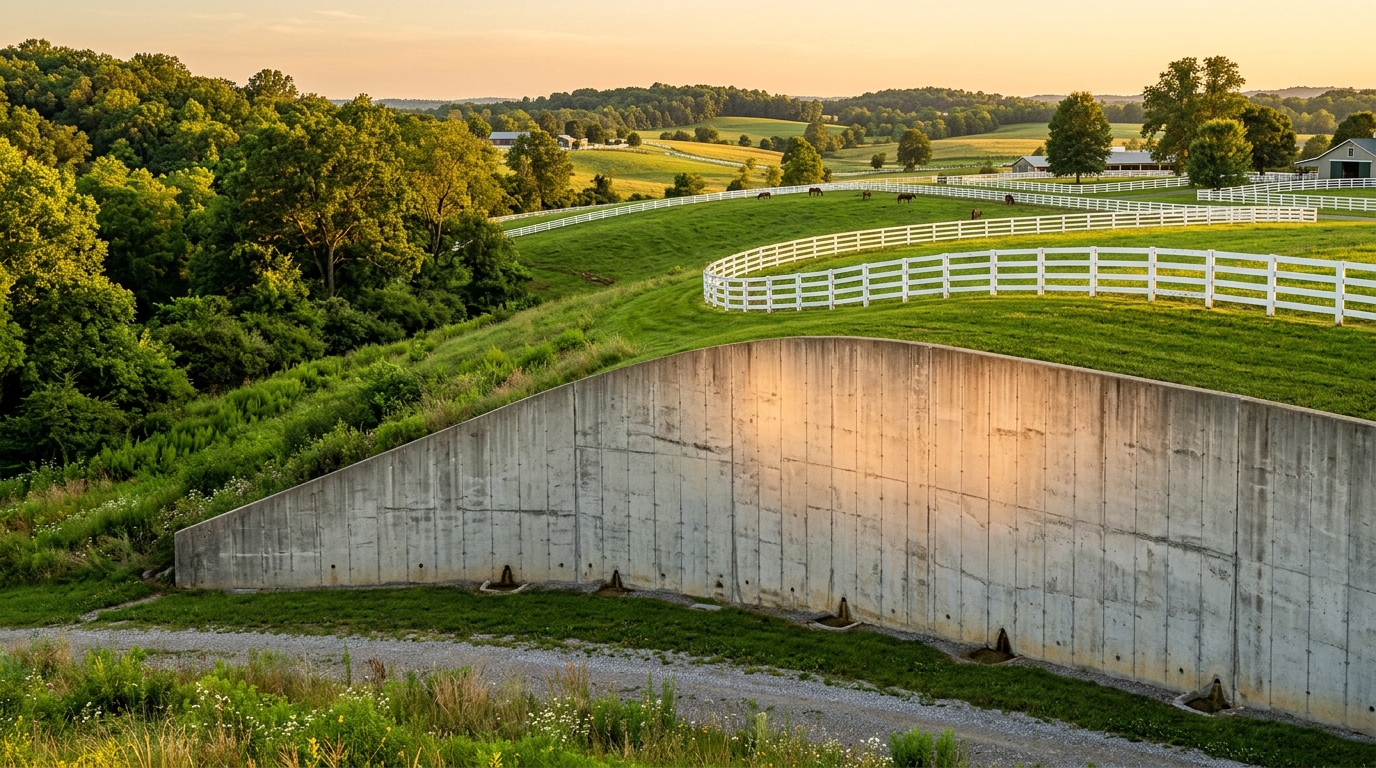 Concrete retaining wall built by CAG Enterprises in Versailles, Kentucky